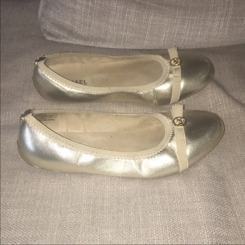 Michael Kors gold “Rover Lux” flats